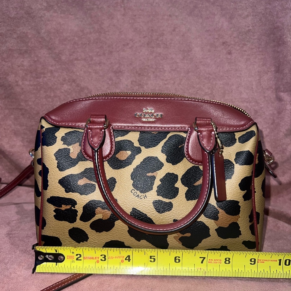 Coach Leopard Print Satchel with Red Accents - Picture 2 of 12